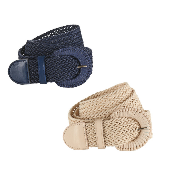 Ceintures stretch sable + marine – lot de 2