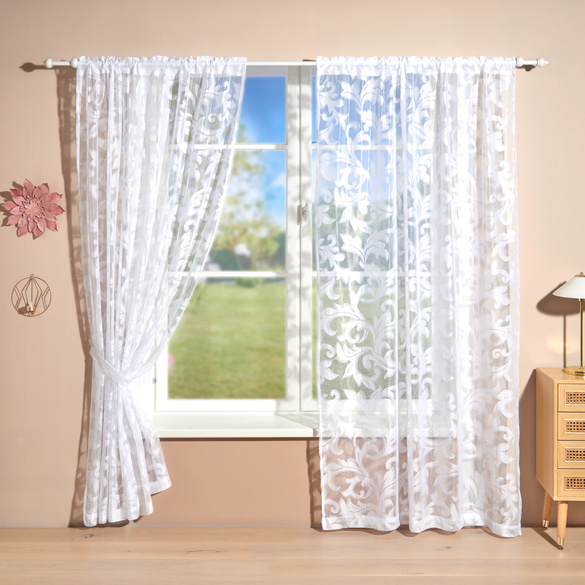 Rideau avec embrasse, lot de 2 - 140 x 230 cm