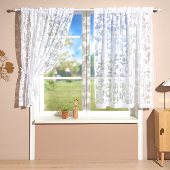 Rideau avec embrasse, lot de 2 - 140 x 140 cm.