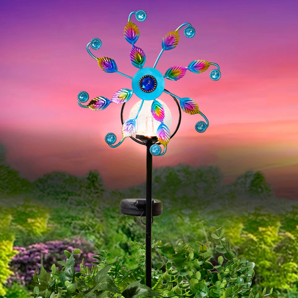 Carillon éolien paon avec éclairage solaire