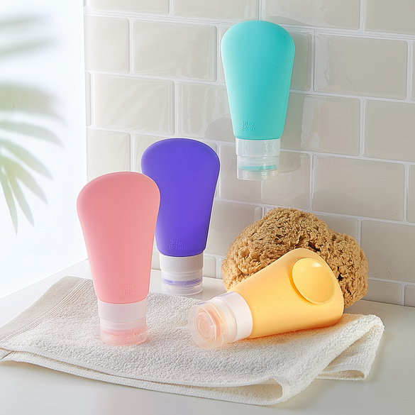 Lot de 4 flacons de voyage en silicone