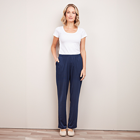 Pantalon confort en jersey, bleu