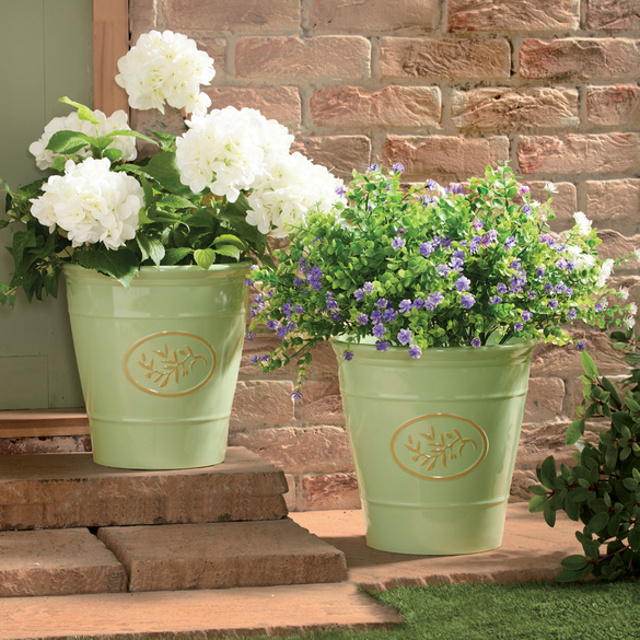 Pots de fleurs « Olives », lot de 2