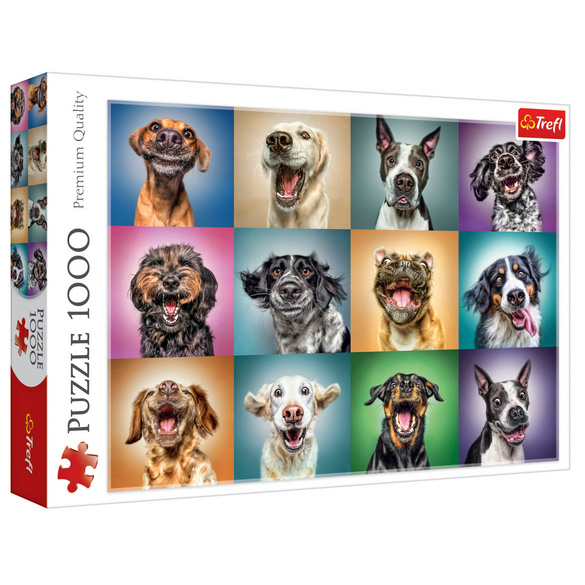 Puzzle 1 000 pièces « Portraits de chiens amusants »