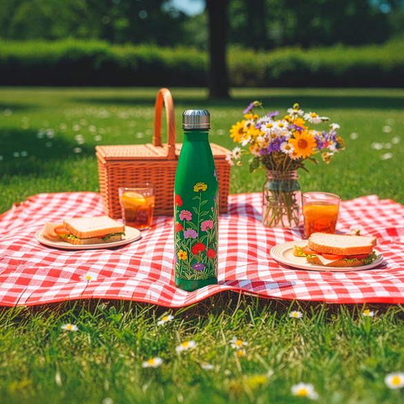 Bouteille en acier inoxydable avec motif floral