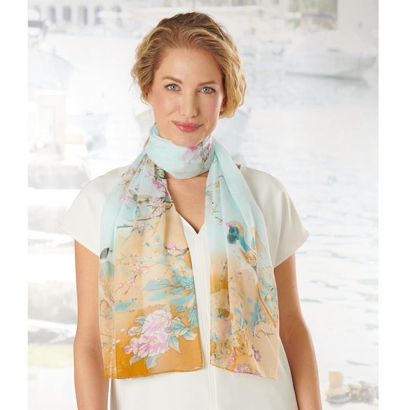 Foulard en mousseline « Paradis des oiseaux »