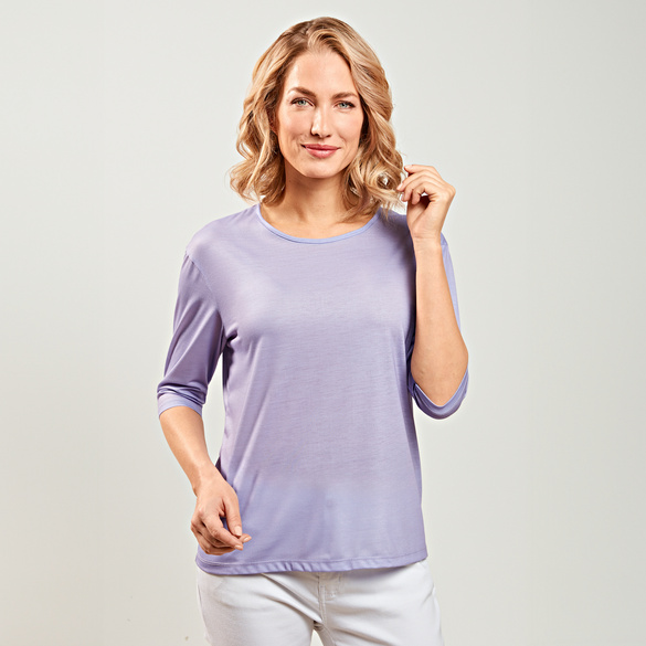 Lot de 2 T-shirts, lilas rayé et uni