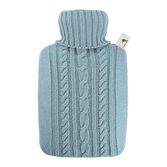 Bouillotte Classique Housse tricot bleu pastel HUGO FROSCH