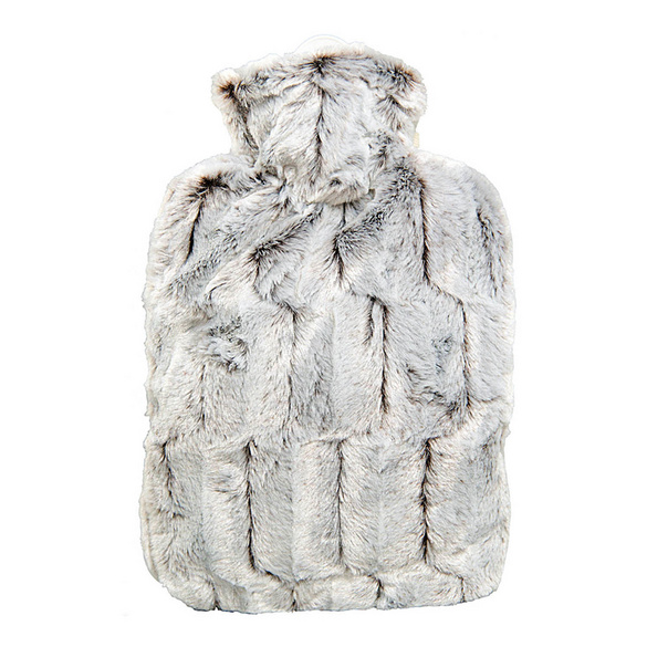 Bouillotte Classique Housse en peluche à poils longs marron HUGO FROSCH