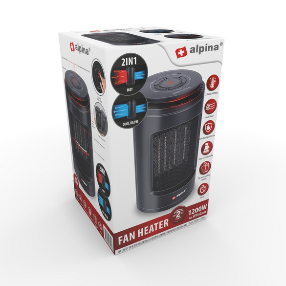 Radiateur soufflant portable 2 en 1 avec thermostat & fonction d'orientation