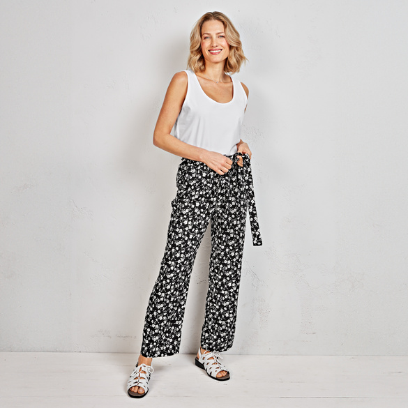 Pantalon d'été Amélie di Santi "Rita", noir/blanc