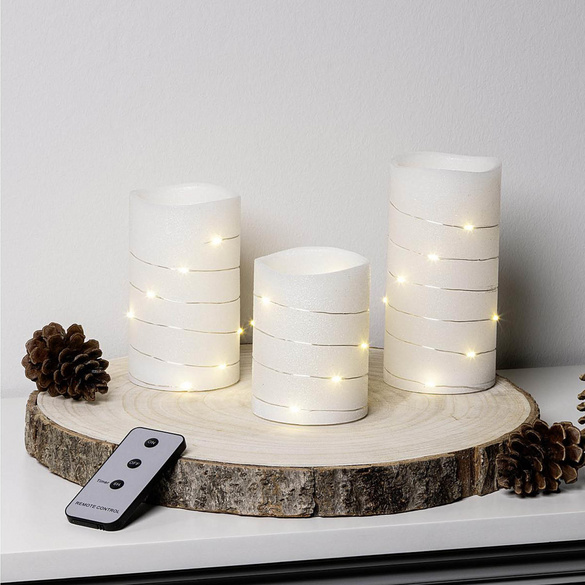 Bougies de cire LED, lot de 3 HI