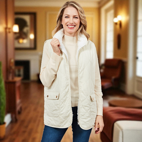 Gilet sans manches réversible "Emilia", beige