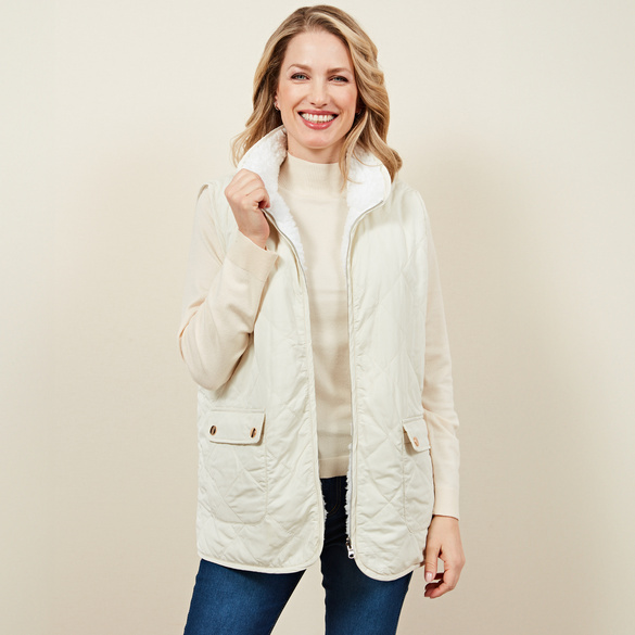 Gilet sans manches réversible "Emilia", beige