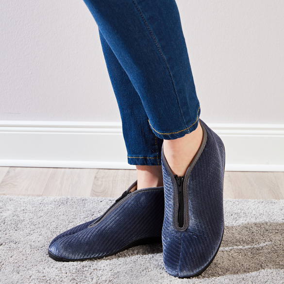 Chaussons bottillons zippés, bleu