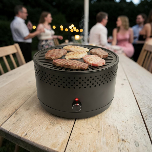 Barbecue au charbon de bois avec ventilateur
