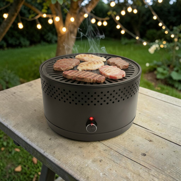 Barbecue au charbon de bois avec ventilateur