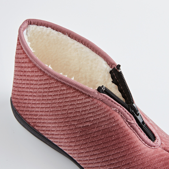 Chaussons bottillons zippés, vieux rose