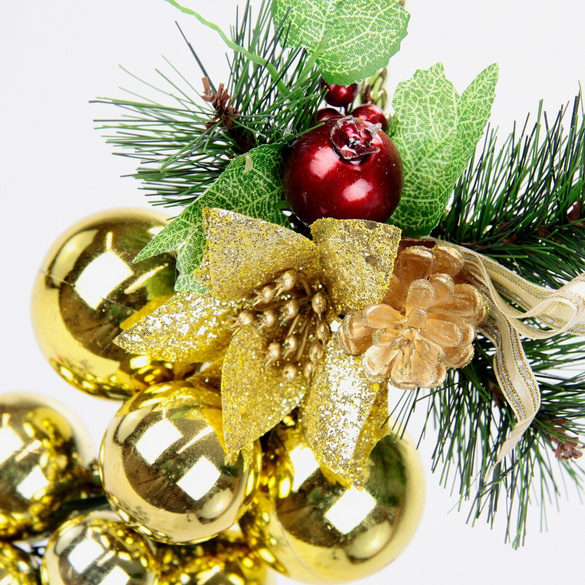 Décoration à suspendre Vert sapin avec boules dorées