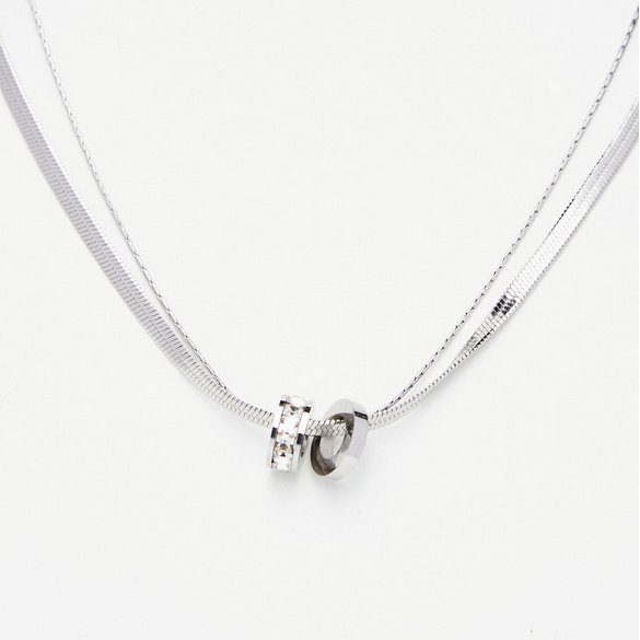 Double chaîne couleur argent