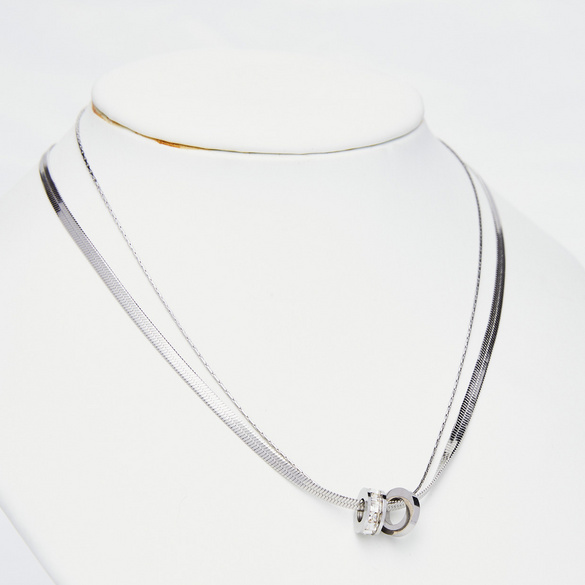 Double chaîne couleur argent