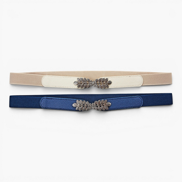 Ceinture stretch - Lot de 2 - bleu marine + taupe