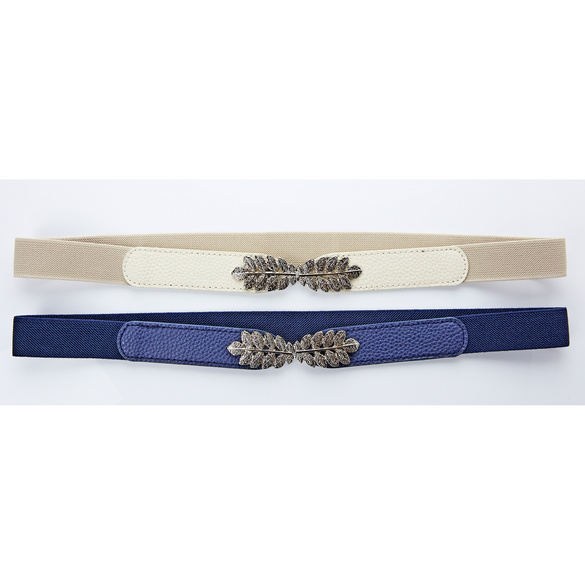 Ceinture stretch - Lot de 2 - bleu marine + taupe