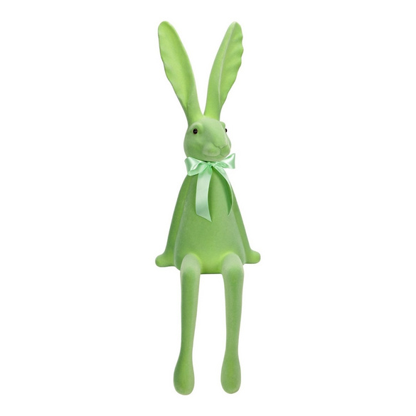 Figurine décorative Lapin floqué en plastique Vert