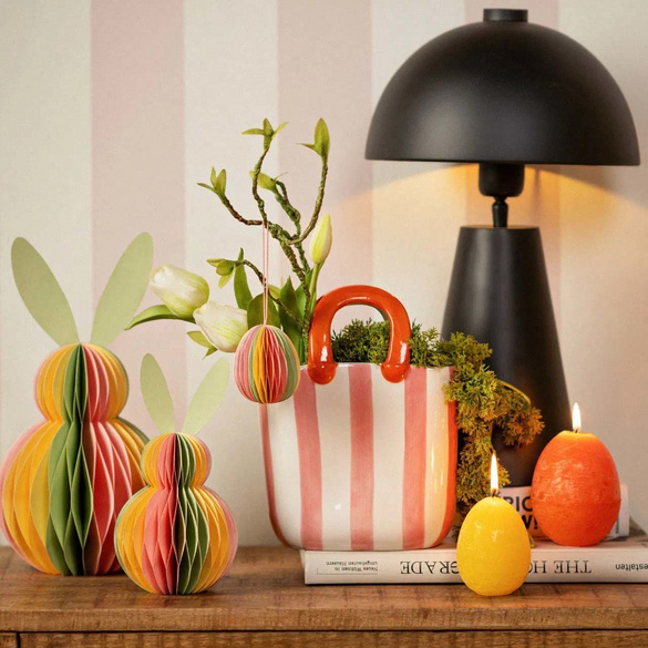 Décoration de Pâques Lapin en papier avec structure en nid d'abeille