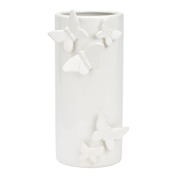 Vase avec décor 3D papillon en céramique blanche