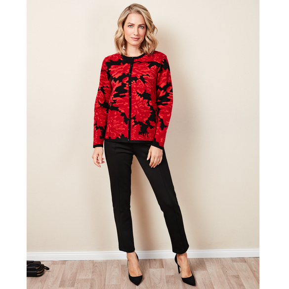 Pull jacquard, rouge/noir