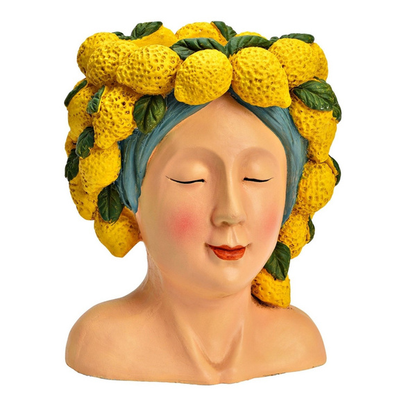 Pot de fleurs tête de femme avec citrons en magnésie