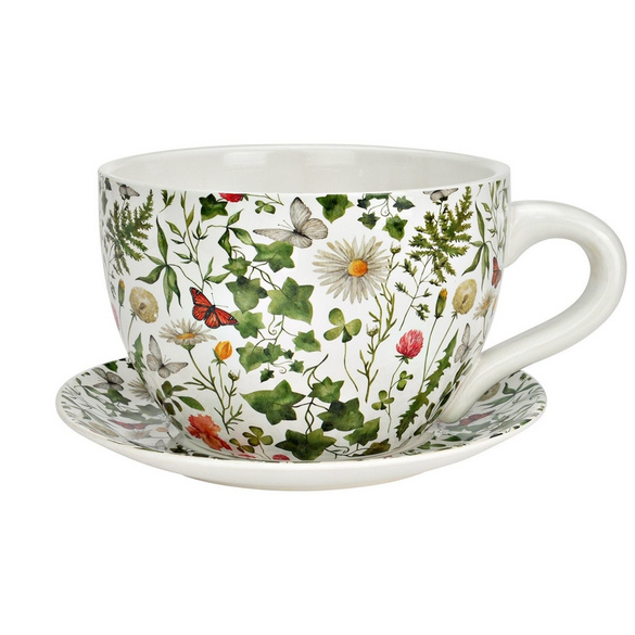 Pot de fleurs Tasse à plantes "Plantes" en céramique grand modèle