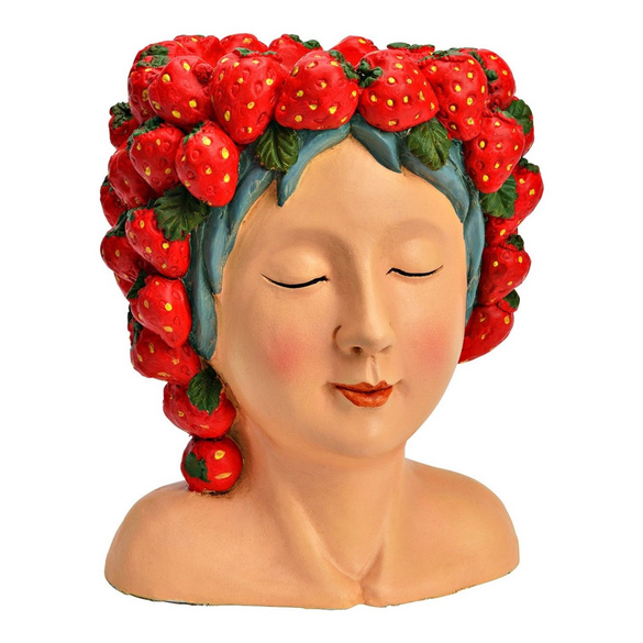 Pot de fleurs Tête de femme avec fraises en magnésie