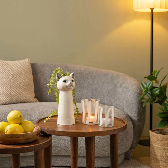 Vase Tête de chat en céramique Blanc