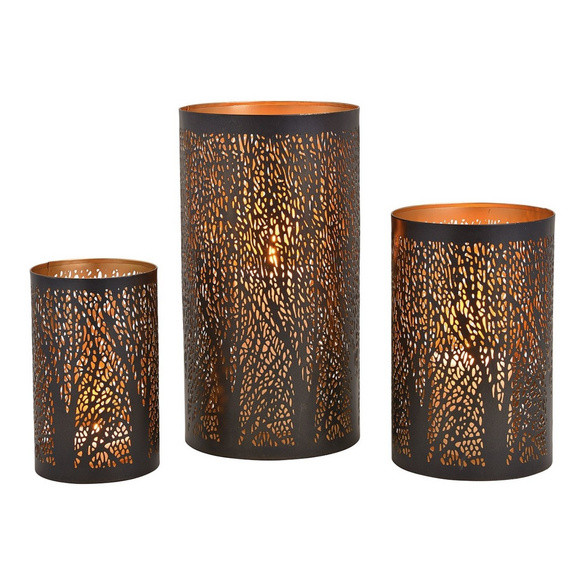 Photophores "Arbre" en métal noir Lot de 3