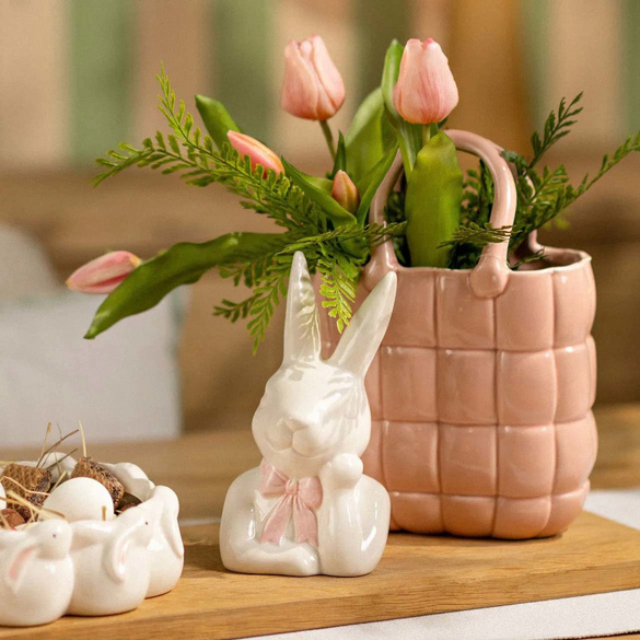 Vase "Sac à main" en céramique jaune