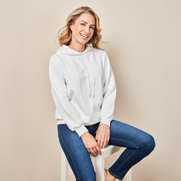 Pull motif torsadé "Ulla", blanc