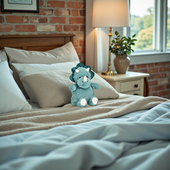 Coussin aux noyeaux de cerise "Dino" turquoise