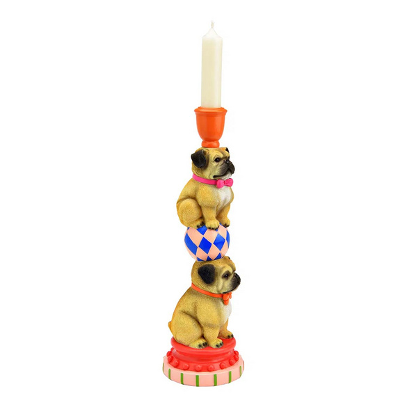 Bougeoir pyramide de chien multicolore