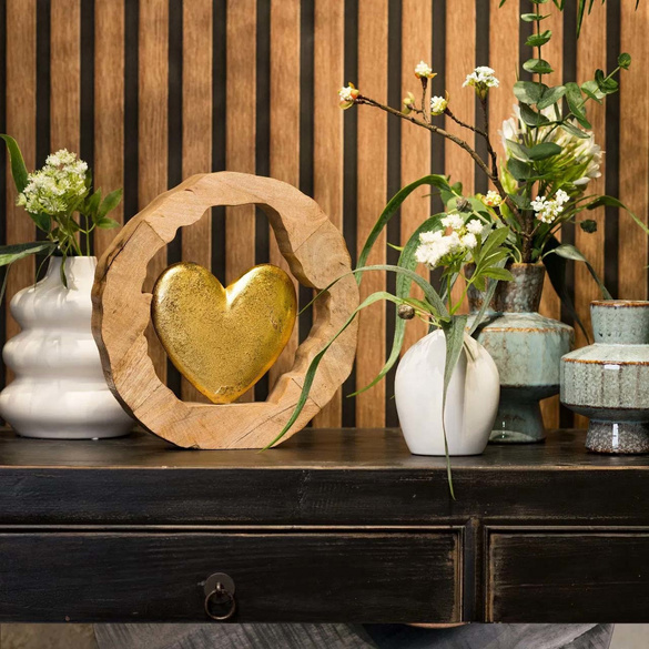 Présentoir Cœur en bois de manguier & métal