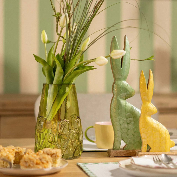 Vase avec décor floral vert hauteur 22 cm