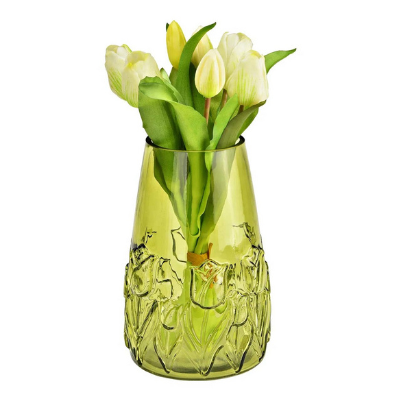 Vase avec décor floral vert hauteur 22 cm