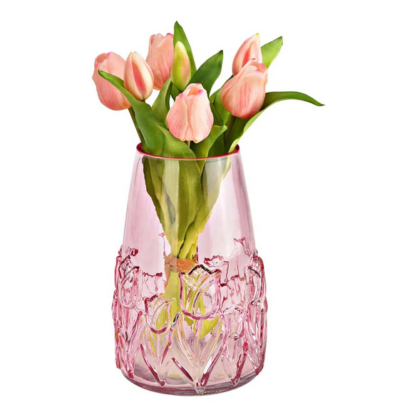 Vase avec décor floral rose/rose hauteur 22 cm