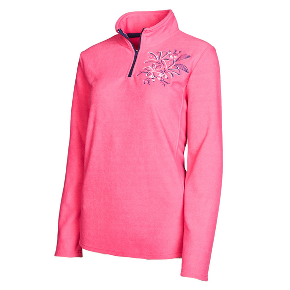 Pull polaire avec broderie, fuchsia