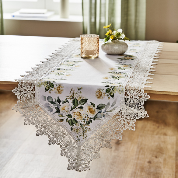 Chemin de table « Guirlande de roses », 40x120 cm