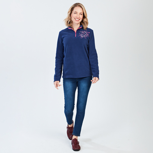 Pull polaire avec broderie, bleu