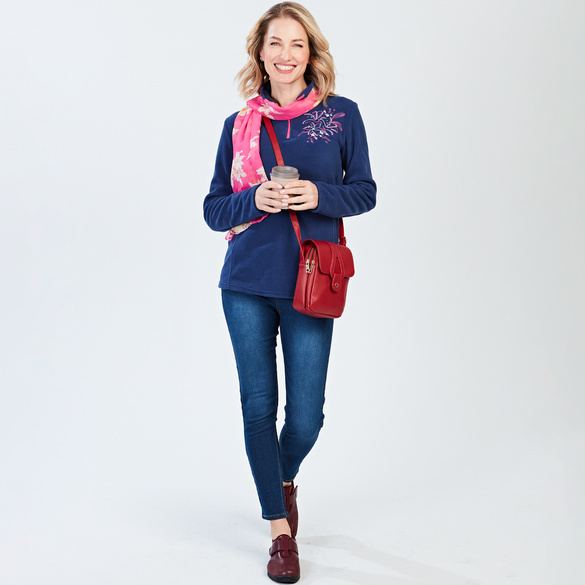 Pull polaire avec broderie, bleu
