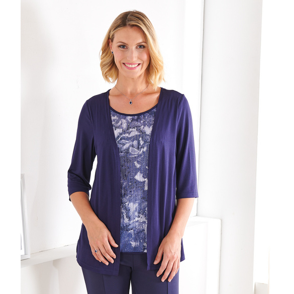 Cardigan 2 en 1, bleu foncé