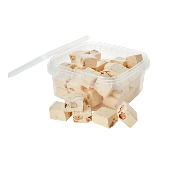Nougat tendre aux amandes en boîte de conservation fraîcheur 300g